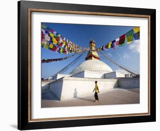 Bodhnath Stupa (Boudhanth) (Boudha) One of the Holiest Buddhist Sites in Kathmandu, UNESCO World He-Lee Frost-Framed Photographic Print