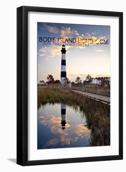 Bodie Island Lighthouse - Outer Banks, North Carolina-Lantern Press-Framed Art Print