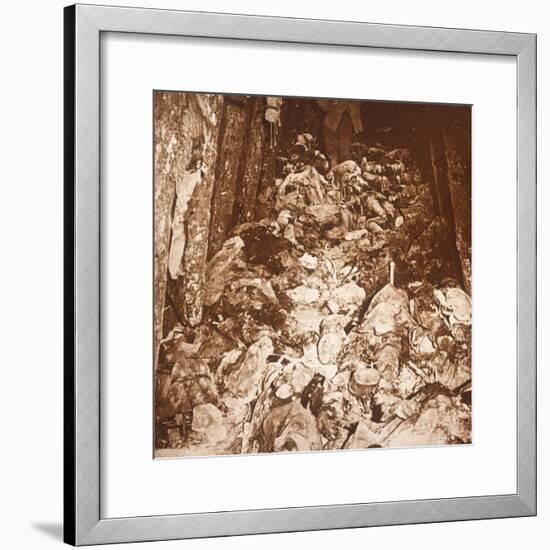 Bodies in tunnels under Mount Cornillet, Champagne, northern France, c1917-Unknown-Framed Photographic Print