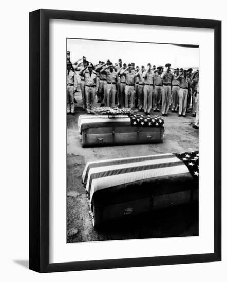 Bodies of Soldiers Killed in Vietnam Arriving in the Us-null-Framed Photographic Print