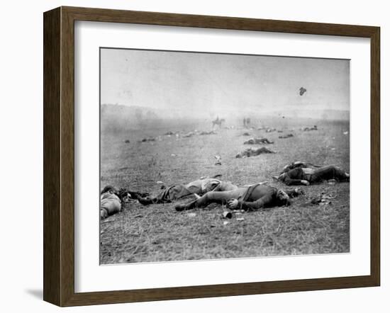 Bodies of Soldiers Strewn About Field Following Bloody Battle of Gettysburg During the Civil War-Timothy O'Sullivan-Framed Photographic Print