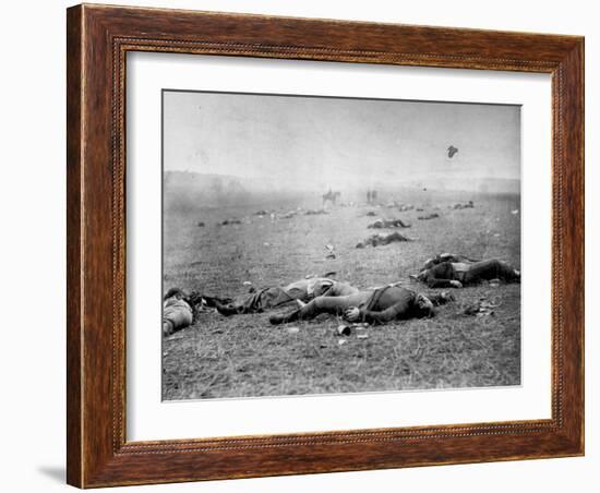 Bodies of Soldiers Strewn About Field Following Bloody Battle of Gettysburg During the Civil War-Timothy O'Sullivan-Framed Photographic Print