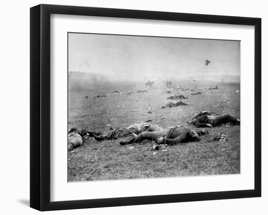 Bodies of Soldiers Strewn About Field Following Bloody Battle of Gettysburg During the Civil War-Timothy O'Sullivan-Framed Photographic Print