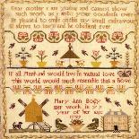 Flowers in Pots, A Windmill and a House with a Poem by Mary Ann Body to Her Mother Sampler-Body Mary Ann-Giclee Print