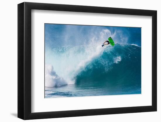 Bodyboarding at Banzai Pipeline, North Shore, Oahu, Hawaii-Mark A Johnson-Framed Photographic Print