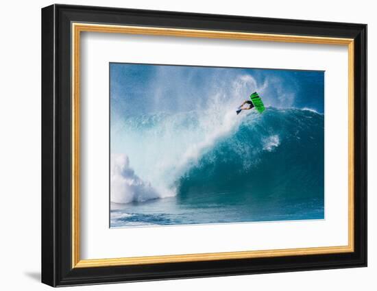 Bodyboarding at Banzai Pipeline, North Shore, Oahu, Hawaii-Mark A Johnson-Framed Photographic Print