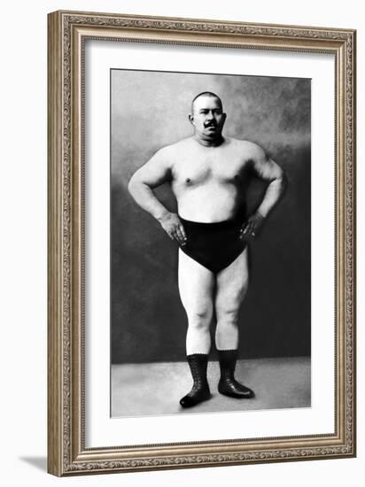 Bodybuilder in Hands on Hips Pose-null-Framed Art Print