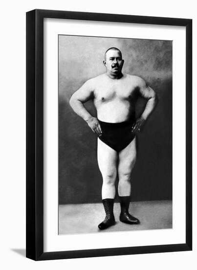 Bodybuilder in Hands on Hips Pose-null-Framed Premium Giclee Print