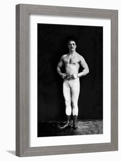 Bodybuilder in Leotard and Boots-null-Framed Art Print