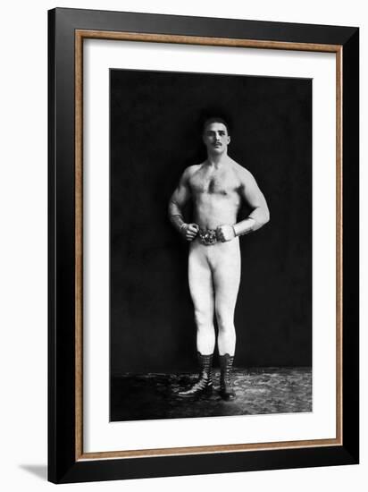 Bodybuilder in Leotard and Boots-null-Framed Art Print