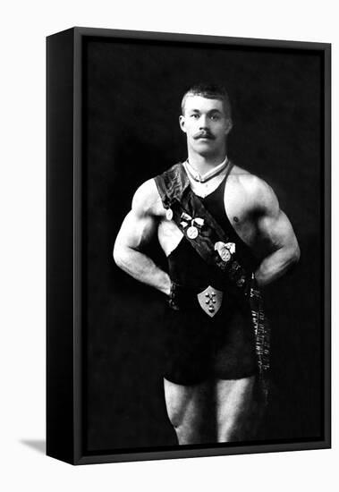 Bodybuilder in Sash-null-Framed Stretched Canvas