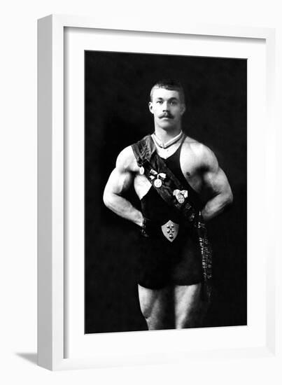 Bodybuilder in Sash-null-Framed Art Print