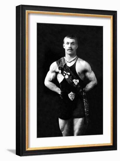 Bodybuilder in Sash-null-Framed Art Print