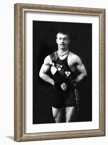 Bodybuilder in Sash-null-Framed Premium Giclee Print