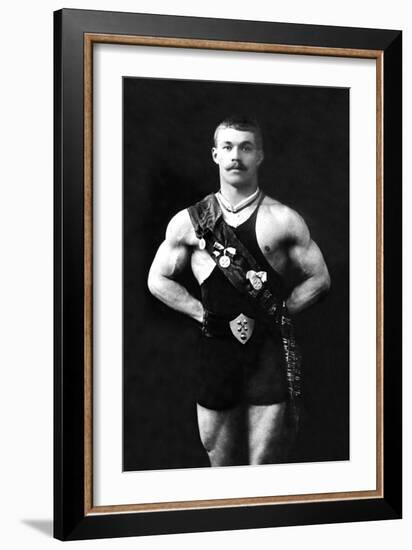 Bodybuilder in Sash-null-Framed Premium Giclee Print