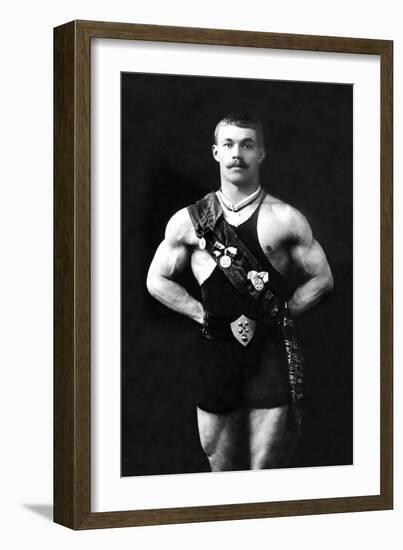 Bodybuilder in Sash-null-Framed Art Print