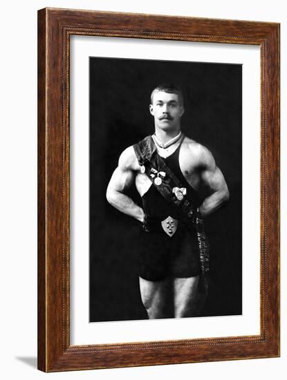 Bodybuilder in Sash-null-Framed Art Print