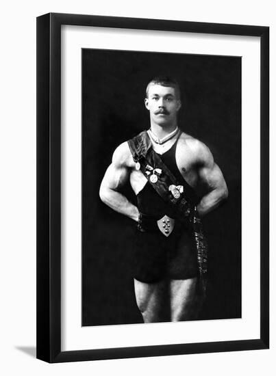 Bodybuilder in Sash-null-Framed Art Print