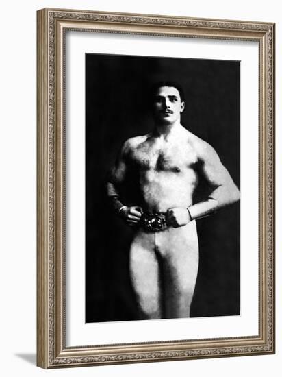 Bodybuilder in Tights-null-Framed Art Print