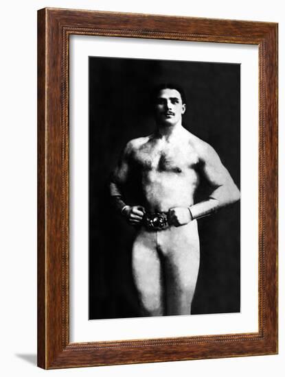 Bodybuilder in Tights-null-Framed Art Print