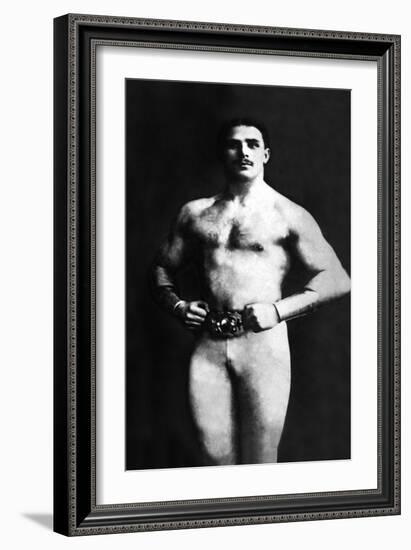 Bodybuilder in Tights-null-Framed Art Print