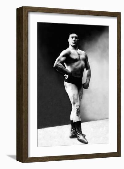Bodybuilder's Shadowed Front and Partial Right Profile-null-Framed Art Print