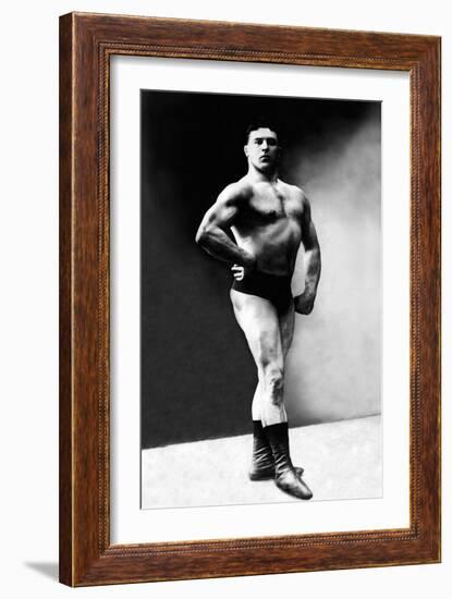 Bodybuilder's Shadowed Front and Partial Right Profile-null-Framed Art Print