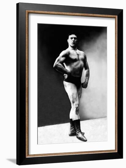 Bodybuilder's Shadowed Front and Partial Right Profile-null-Framed Art Print