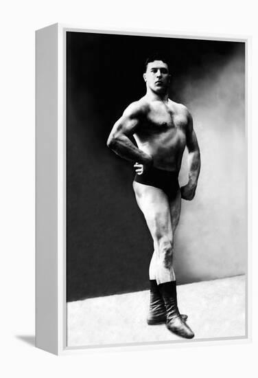 Bodybuilder's Shadowed Front and Partial Right Profile-null-Framed Stretched Canvas