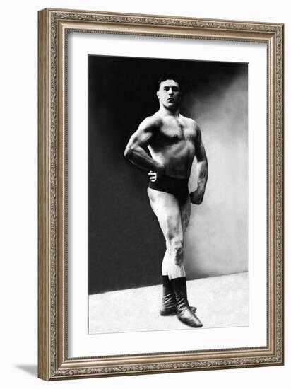 Bodybuilder's Shadowed Front and Partial Right Profile-null-Framed Premium Giclee Print