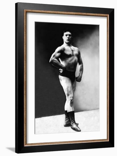 Bodybuilder's Shadowed Front and Partial Right Profile-null-Framed Premium Giclee Print