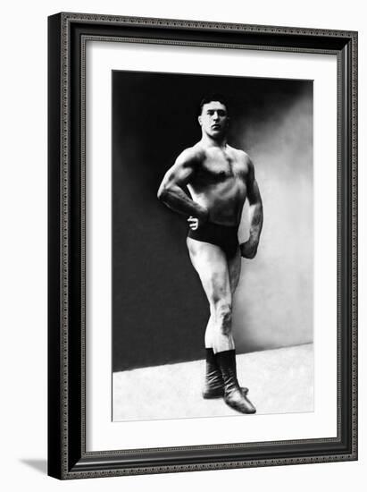 Bodybuilder's Shadowed Front and Partial Right Profile-null-Framed Art Print