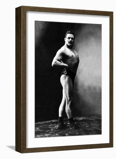 Bodybuilder's Shadowed Front and Right Profile-null-Framed Premium Giclee Print