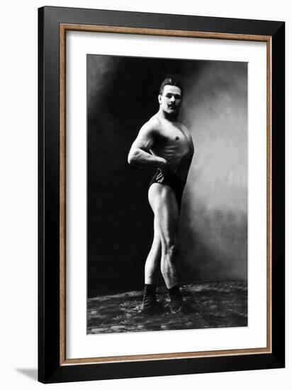 Bodybuilder's Shadowed Front and Right Profile-null-Framed Art Print