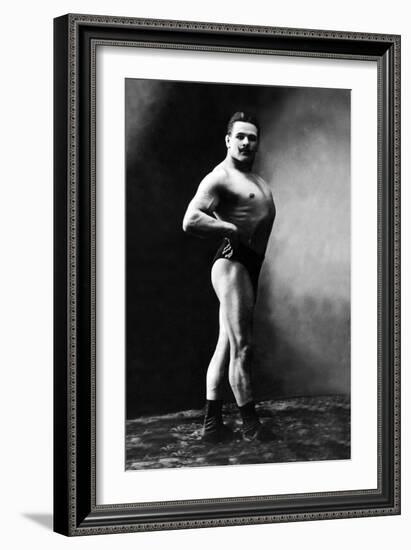 Bodybuilder's Shadowed Front and Right Profile-null-Framed Art Print