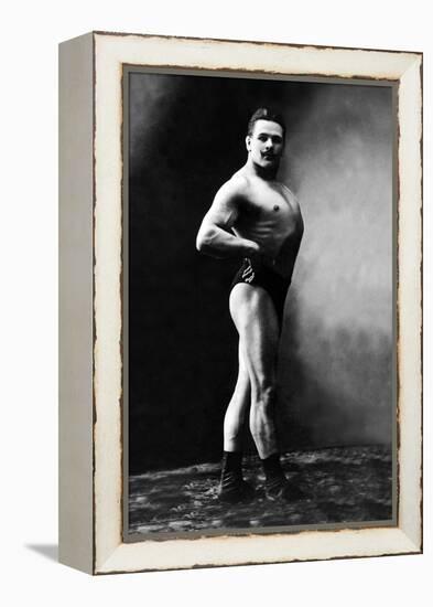 Bodybuilder's Shadowed Front and Right Profile-null-Framed Stretched Canvas