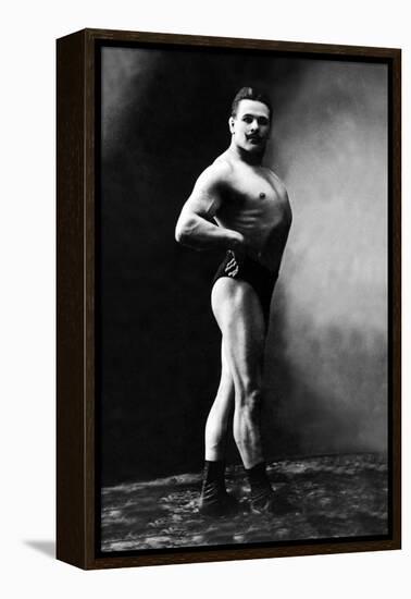 Bodybuilder's Shadowed Front and Right Profile-null-Framed Stretched Canvas