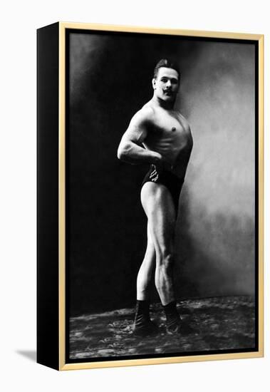 Bodybuilder's Shadowed Front and Right Profile-null-Framed Stretched Canvas