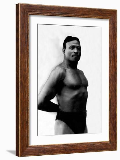 Bodybuilder's Shadowed Torso-null-Framed Art Print