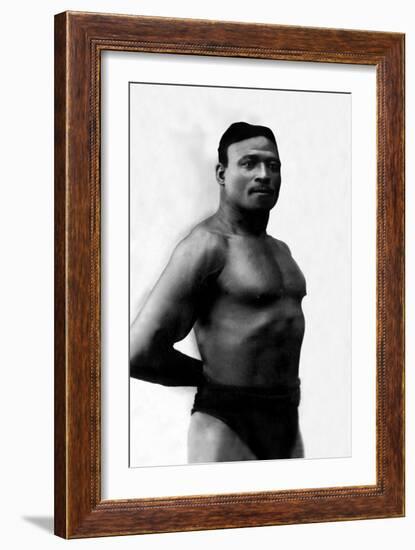 Bodybuilder's Shadowed Torso-null-Framed Art Print