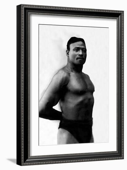 Bodybuilder's Shadowed Torso-null-Framed Art Print