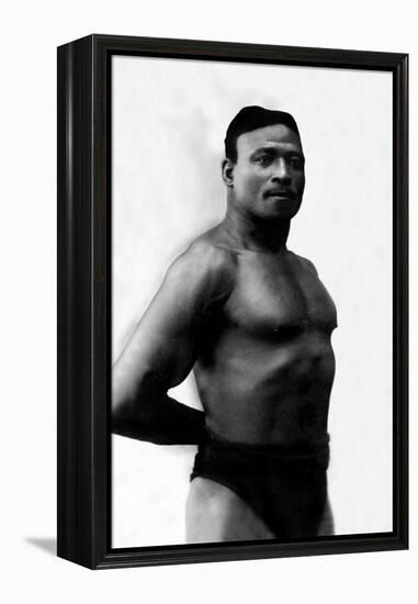 Bodybuilder's Shadowed Torso-null-Framed Stretched Canvas