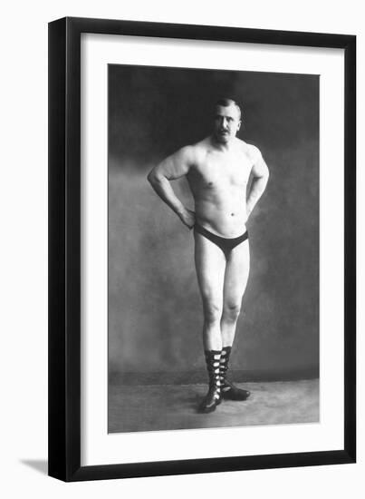 Bodybuilder with Hands on Hips-null-Framed Premium Giclee Print