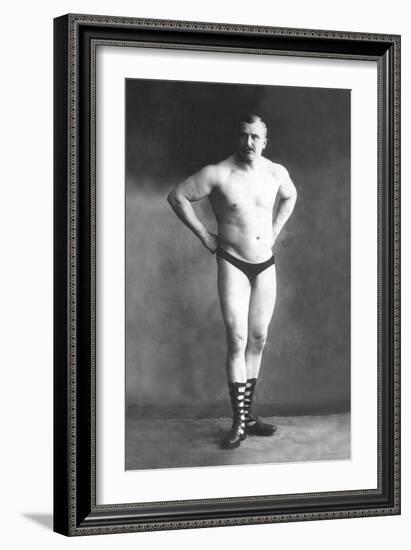 Bodybuilder with Hands on Hips-null-Framed Premium Giclee Print