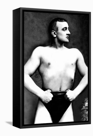 Bodybuilder with Thumbs Tucked in Belt-null-Framed Stretched Canvas