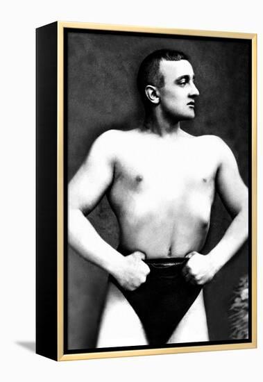 Bodybuilder with Thumbs Tucked in Belt-null-Framed Stretched Canvas