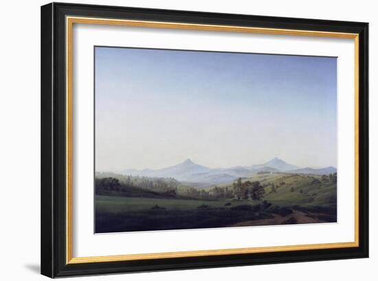 Boehmische Landschaft Mit Dem Milleschauer-Caspar David Friedrich-Framed Giclee Print