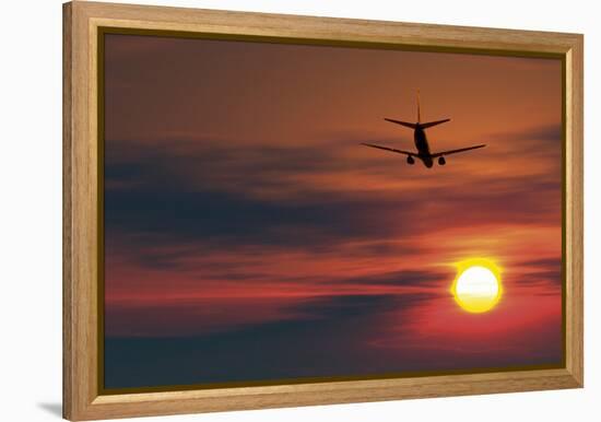 Boeing 737 Ascending At Sunset, Artwork-Detlev Van Ravenswaay-Framed Premier Image Canvas