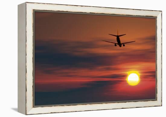 Boeing 737 Ascending At Sunset, Artwork-Detlev Van Ravenswaay-Framed Premier Image Canvas