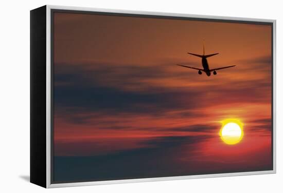 Boeing 737 Ascending At Sunset, Artwork-Detlev Van Ravenswaay-Framed Premier Image Canvas